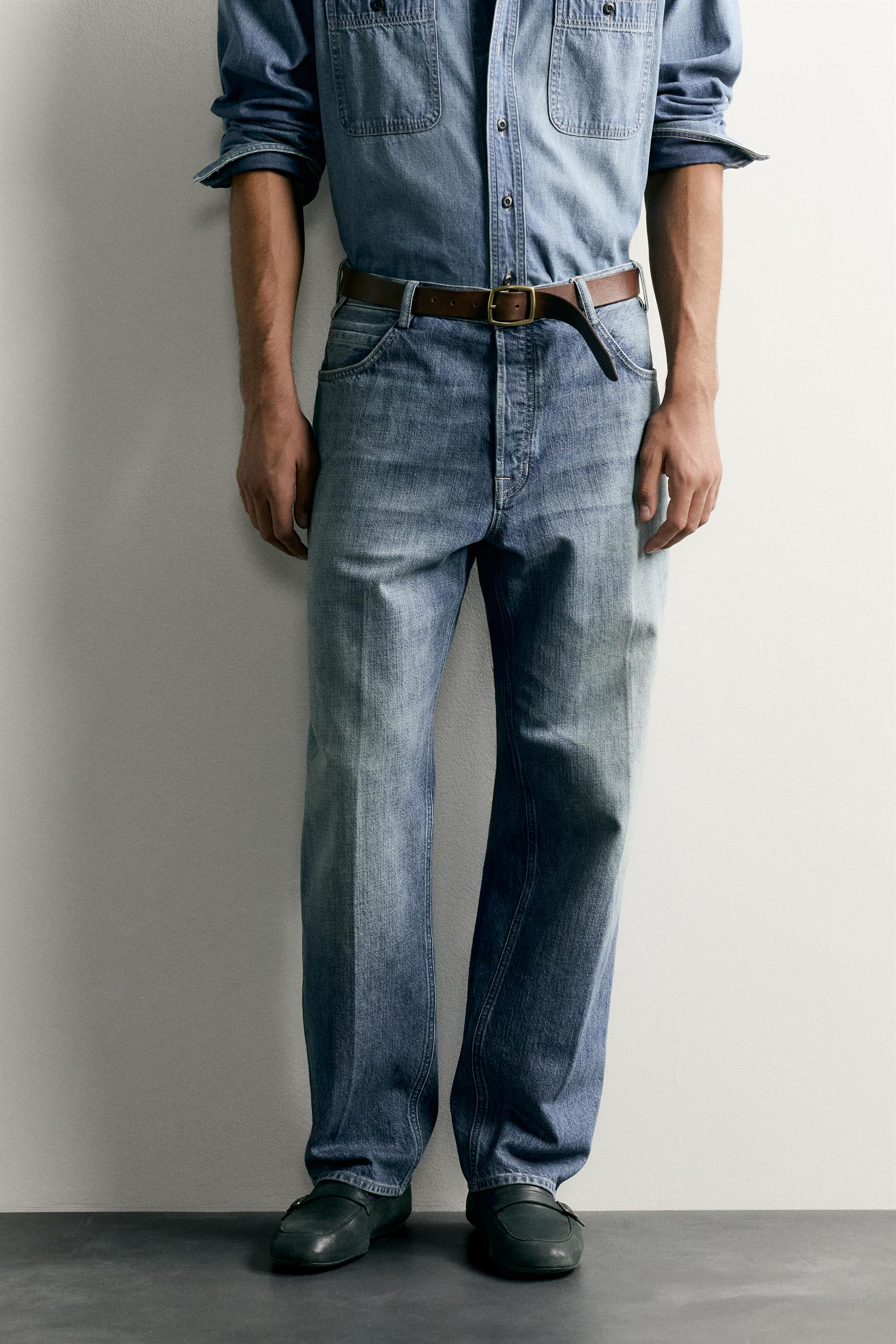 Мужские джинсы Zara RELAXED FIT PRESSED CREASE JEANS — фото 2