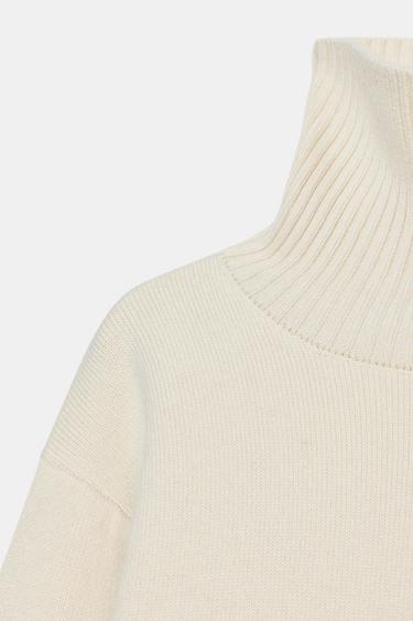 WOOL HIGH NECK JUMPER - Ecru by Zara - Image 4