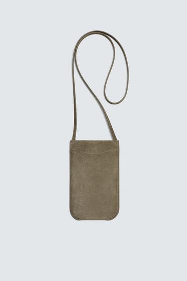 Zara KOŽNA TORBA ZA NOŠENJE PREKO TIJELA – Kaki zelena