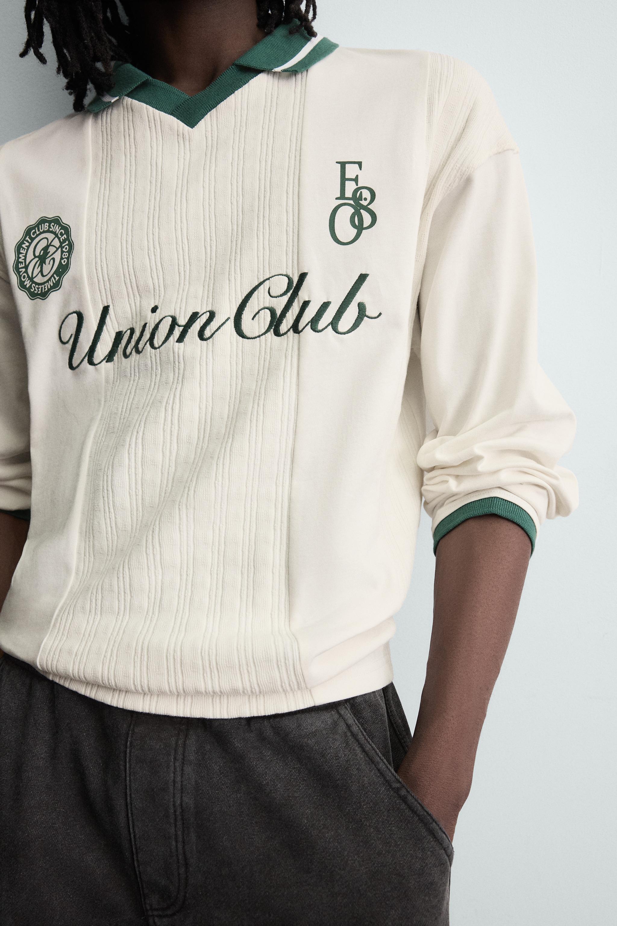RETRO FOOTBALL EMBROIDERED JACQUARD POLO SHIRT - Oyster-white 