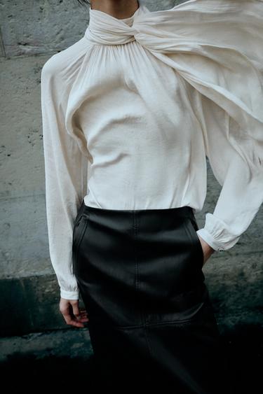 FLOWY BOW BLOUSE — Ecru 2