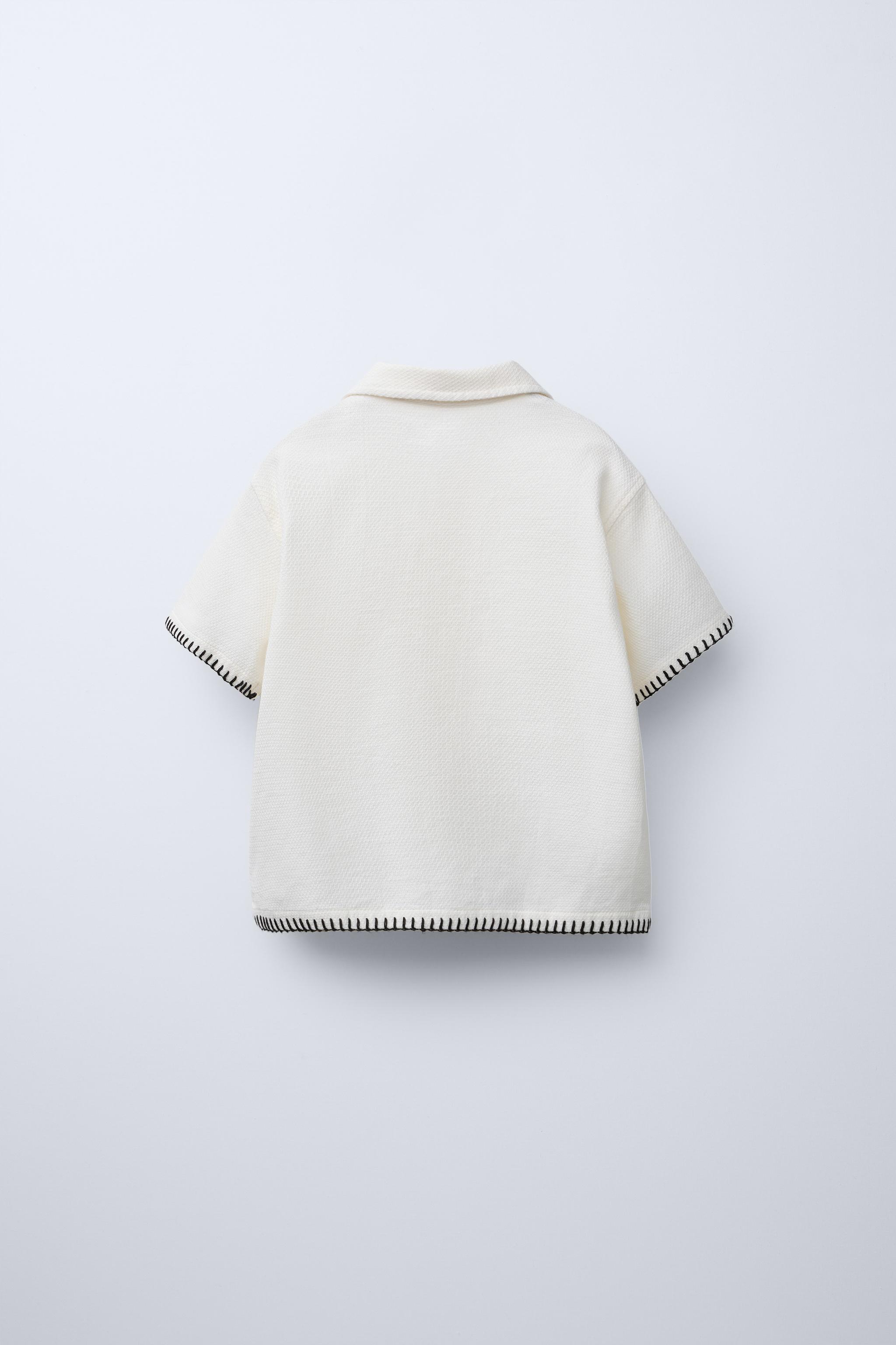 よっち TEXTURED TOPSTITCHED SHIRT - White | ZARA United States