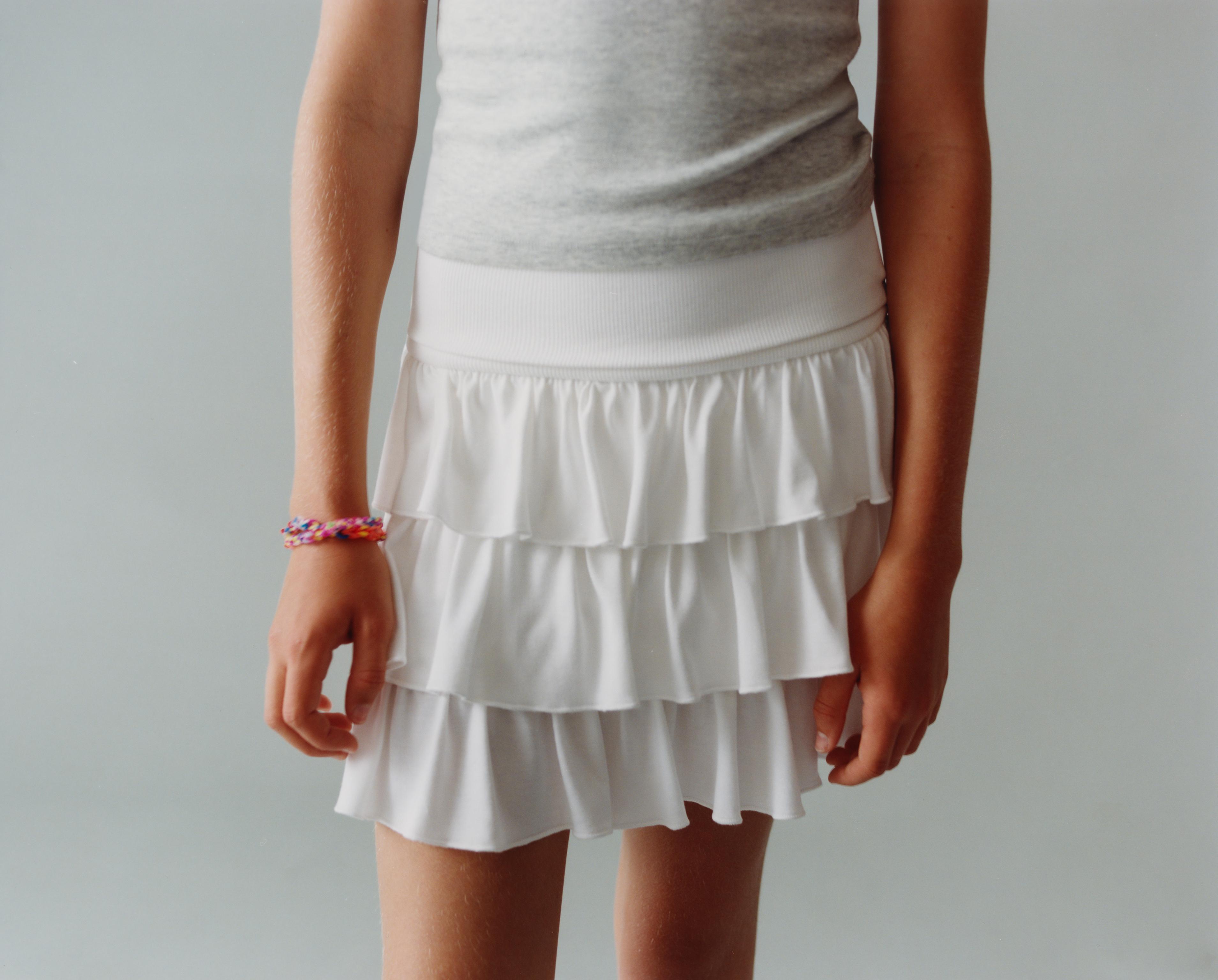 FOLDED WAIST RUFFLED SKIRT — White