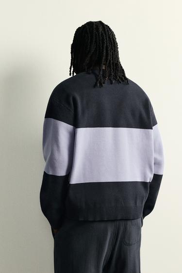 COLOUR BLOCK RELAXED FIT JUMPER - Blue / Navy by Zara