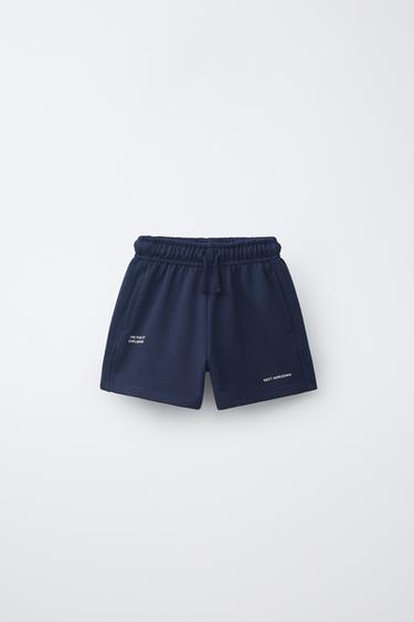 Zara BASIC TEXT SHORTS - Navy blue