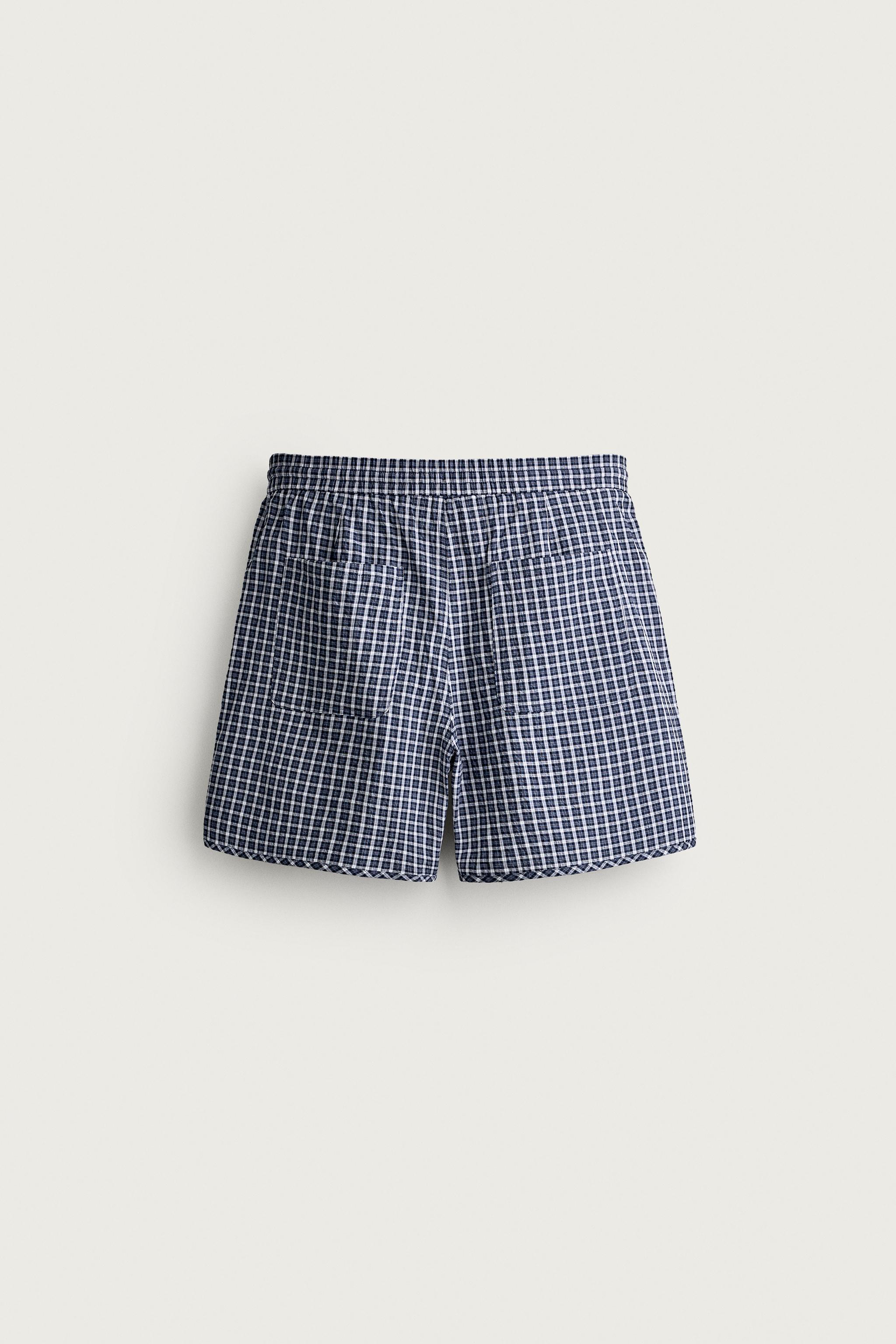 Мужские шорты Zara TEXTURED CHECK SHORTS — фото 8