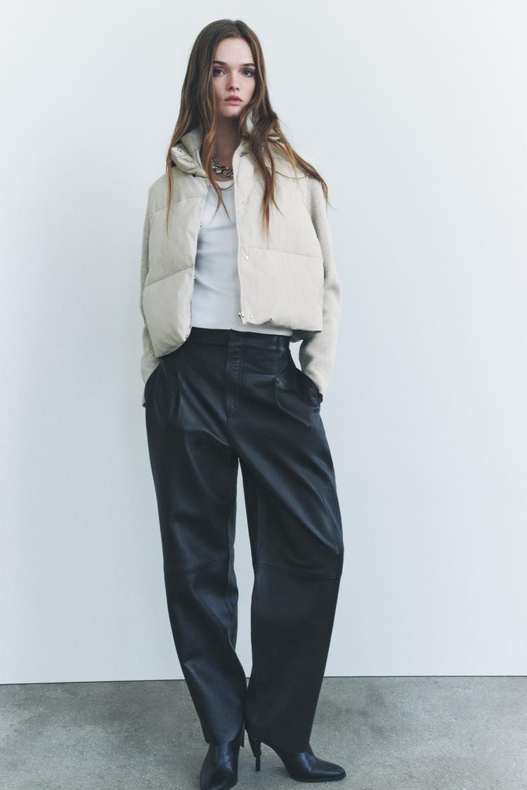 ZW COLLECTION コンビ素材キルティングジャケット - エクリュ | ZARA 