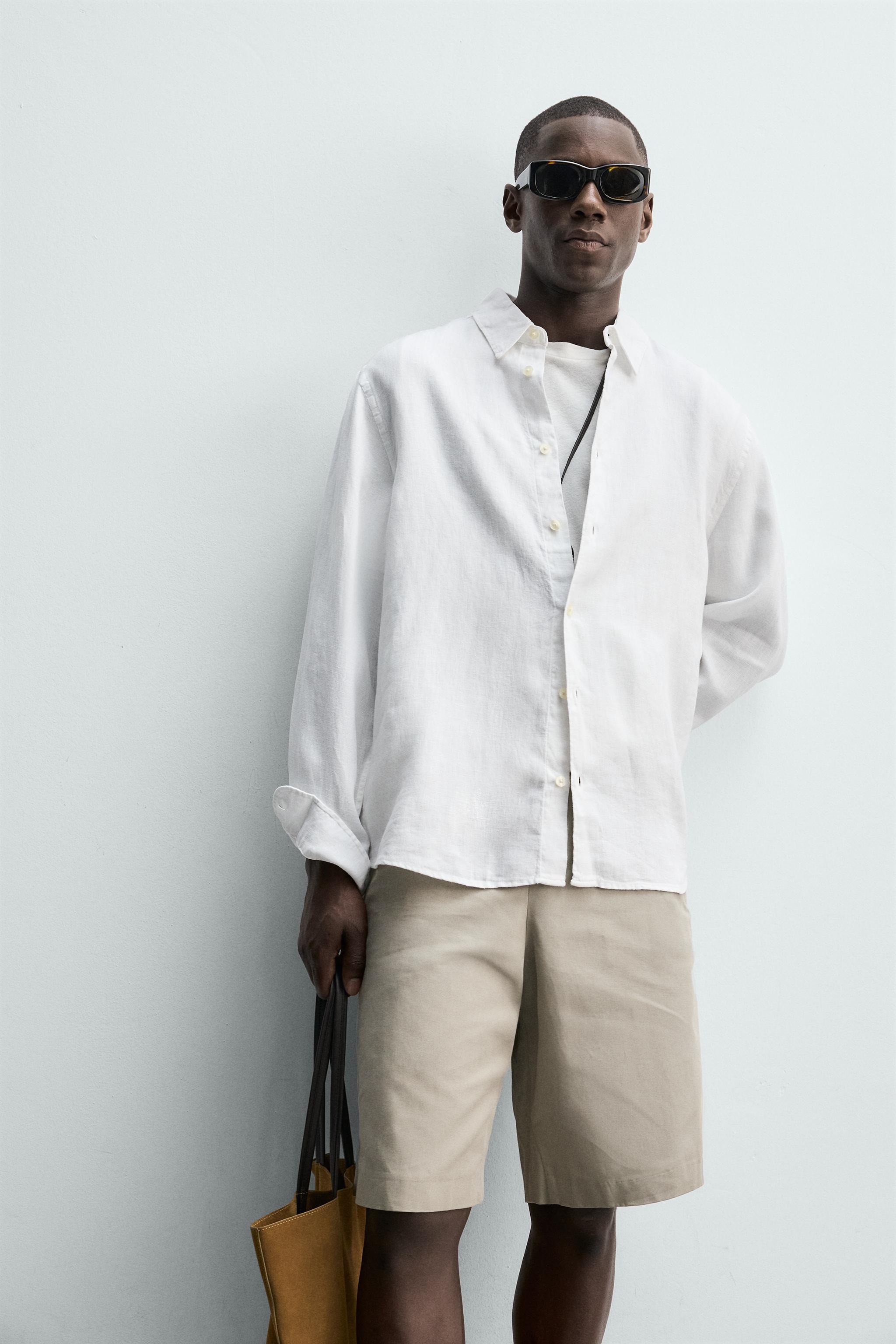 Zara %100 KETEN REGULAR FIT GÖMLEK görsel 5