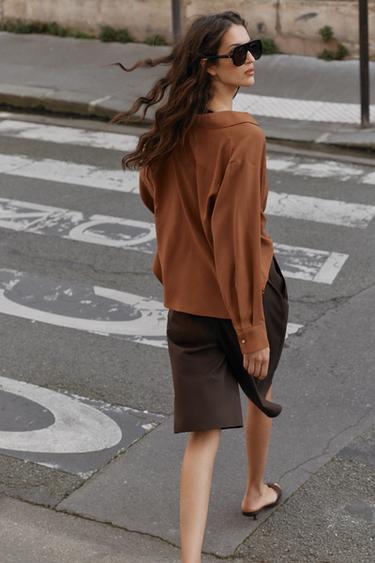 CHEMISE BAS BOUFFANT - Tabac de Zara - Image 4