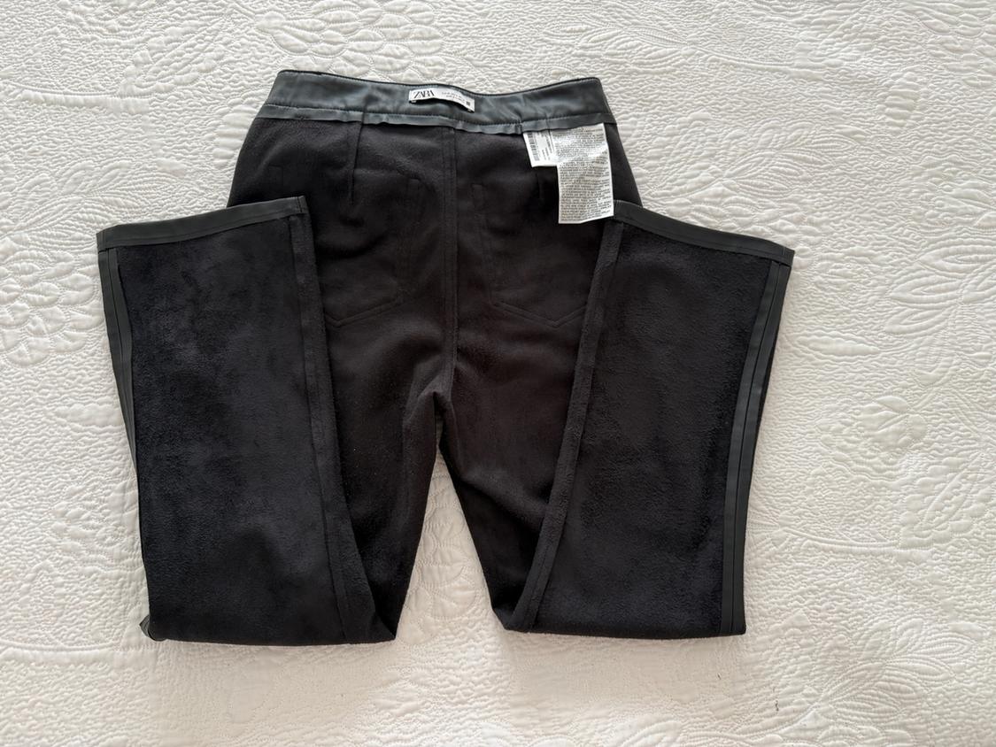 LEATHER EFFECT CROPPED MINI FLARE TROUSERS - Image 5
