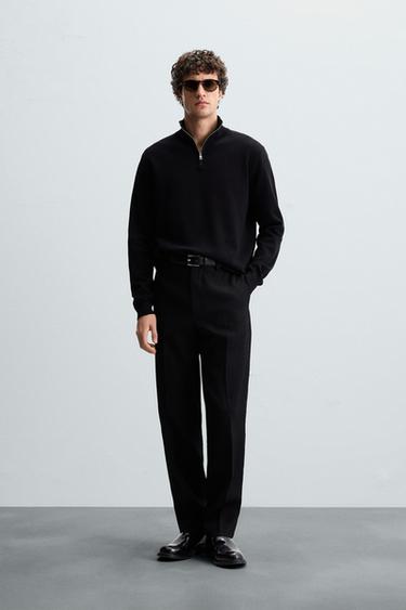 Zara COTTON QUARTER-ZIP SWEATER - Black - Image 0