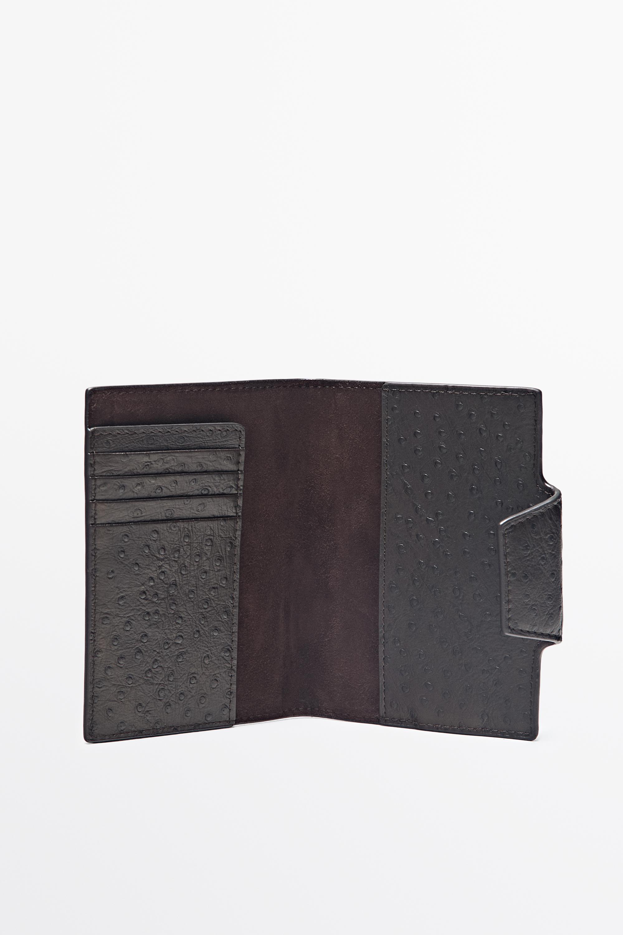 Porte-passeport en cuir texturé