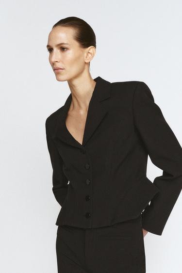 BLAZER CORTA PESPUNTES ZW COLLECTION - Negro de Zara
