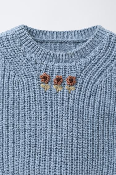 EMBROIDERED KNIT VEST AND CHECK SHIRT SET - Sky blue de Zara - Image 2
