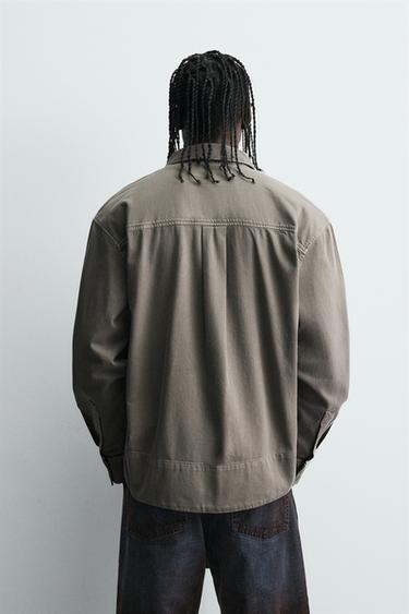 WASHED DENIM SHIRT - Taupe grey by Zara - Image 2