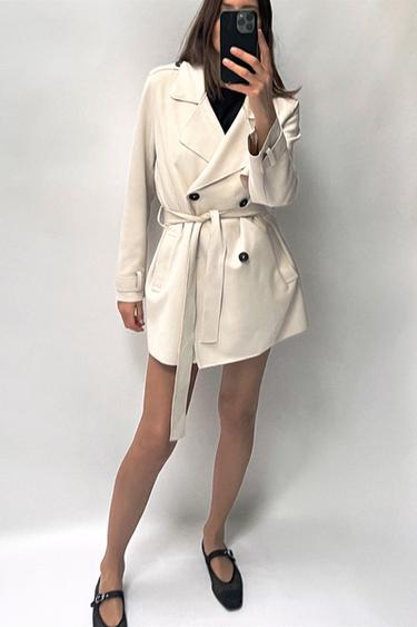ТРЕНЧ ИЗ ИСКУССТВЕННОЙ ЗАМШИ — ЭКРЮ от Zara — изображение 0
