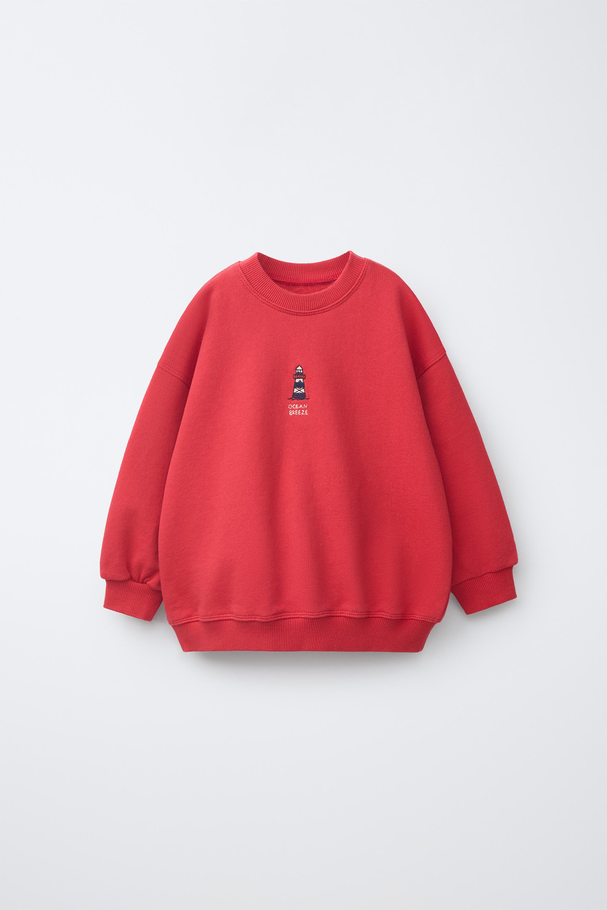 LIGHTHOUSE EMBROIDERY SWEATSHIRT - Red | ZARA United States