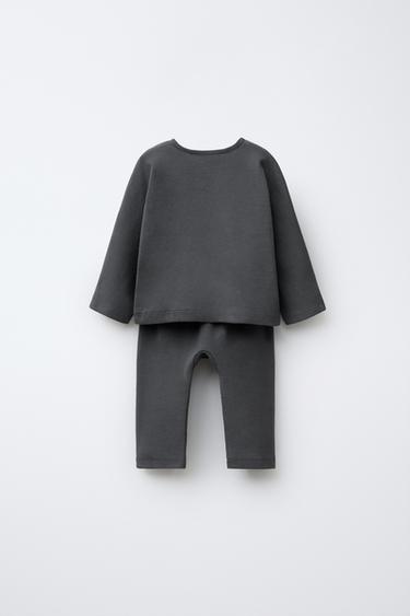 ENSEMBLE T-SHIRT COL TUNISIEN ET JOGGER - Gris anthracite de Zara - Image 1