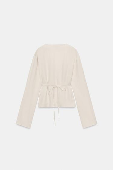 CHEMISE KIMONO CACHE-CŒUR - Écru moyen de Zara - Image 5