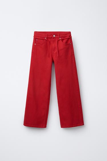 JEANS WIDE LEG - Rojo de Zara - Imagen 0