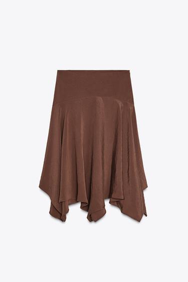 ASYMMETRIC FLOWING SKIRT - Chocolate brown by Zara - Image 3