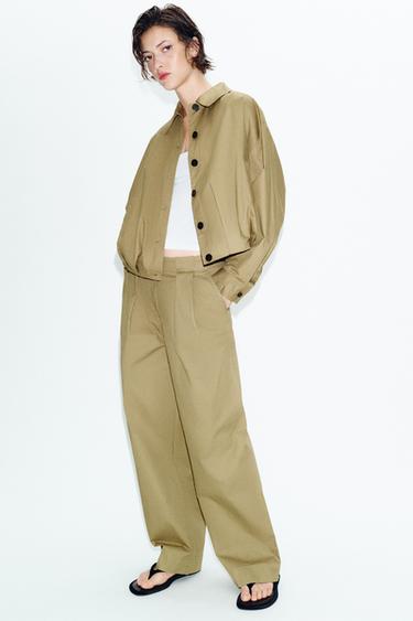 BARREL TROUSERS WITH DARTS SET - Khaki by Zara