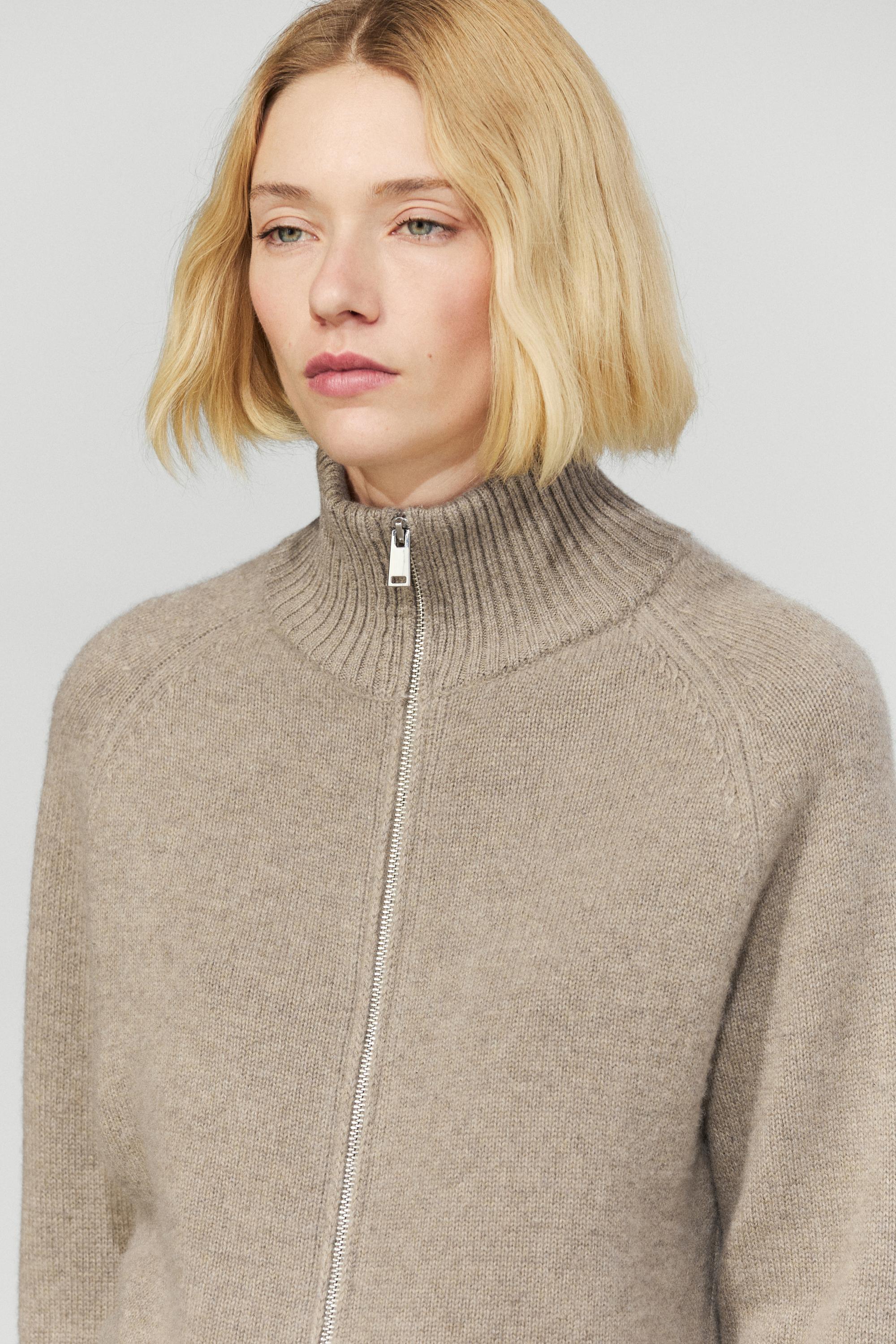 100% cashmere zip knit cardigan