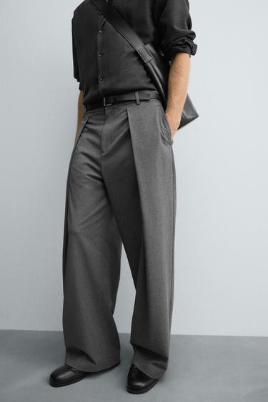PANTALON COUPE LARGE PLIS - Gris de Zara - Image 4