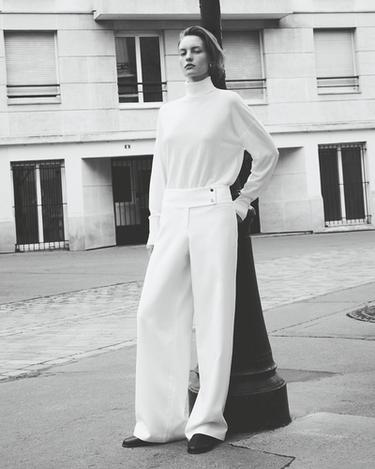 LOW-RISE STRAIGHT-LEG TROUSERS - Ecru by Zara