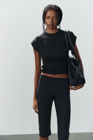GATHERED SASH TOP - Black by Zara