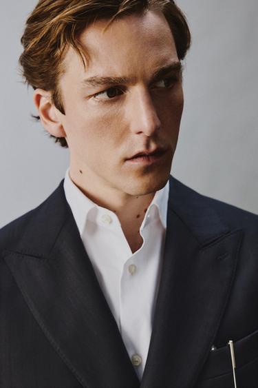 VESTE DE COSTUME À RAYURES 100% LAINE - Bleu marine de Zara - Image 4