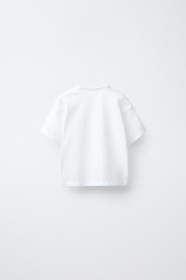 T-SHIRT OURSON ET INSCRIPTION - Blanc cassé de Zara - Image 1
