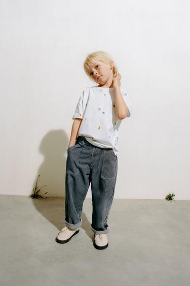 PRINTED T-SHIRT - Oyster-white by Zara