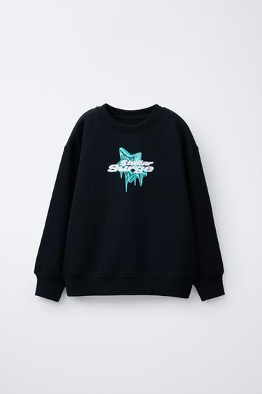 Zara 星星印花運動衫 - 黑色