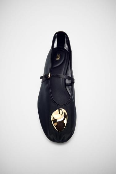 MESH BALLERINAS WITH METAL DETAIL - Black by Zara