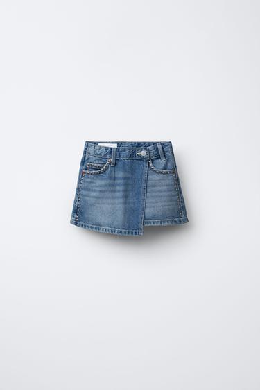 FALDA BERMUDA TACHAS - Azul de Zara - Imagen 0