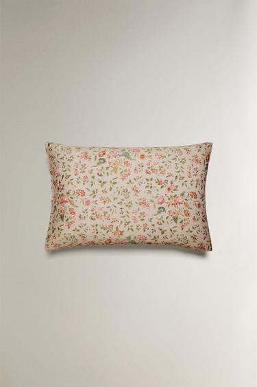 FLORAL SATEEN PILLOWCASE (300 THREAD COUNT) - Light beige by Zara - Image 3