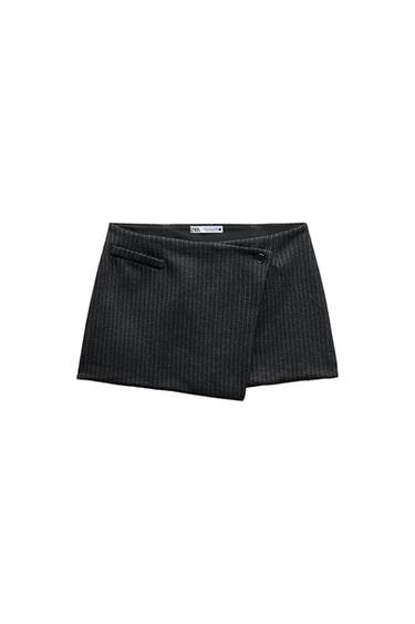 WRAP FRONT STRIPED MINI SKIRT