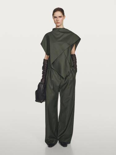 Zara Asymmetric wool blend blouse - Studio - Dark green - Image 0