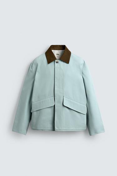 جاكيت بياقة بلون متباين - أزرق فاتح by Zara