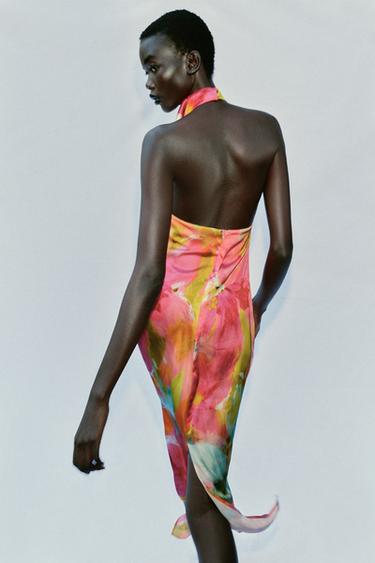PRINTED SATIN MIDI DRESS - Multicoloured by Zara - Image 5