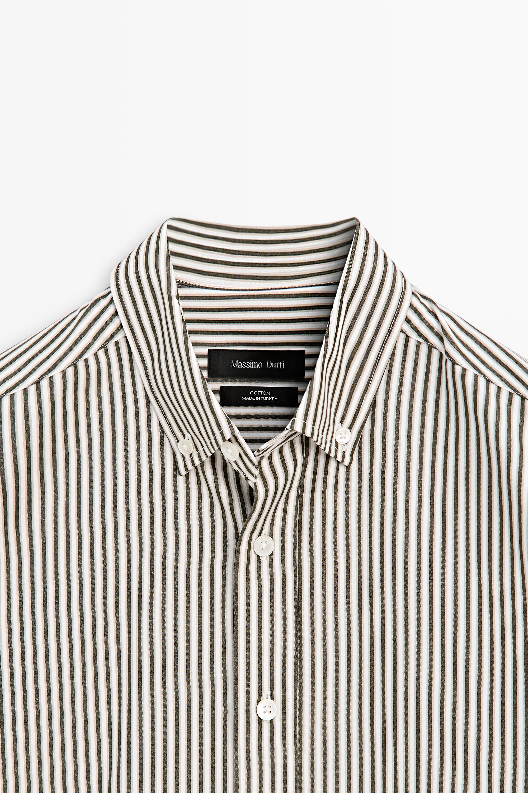 Regular fit striped poplin shirt