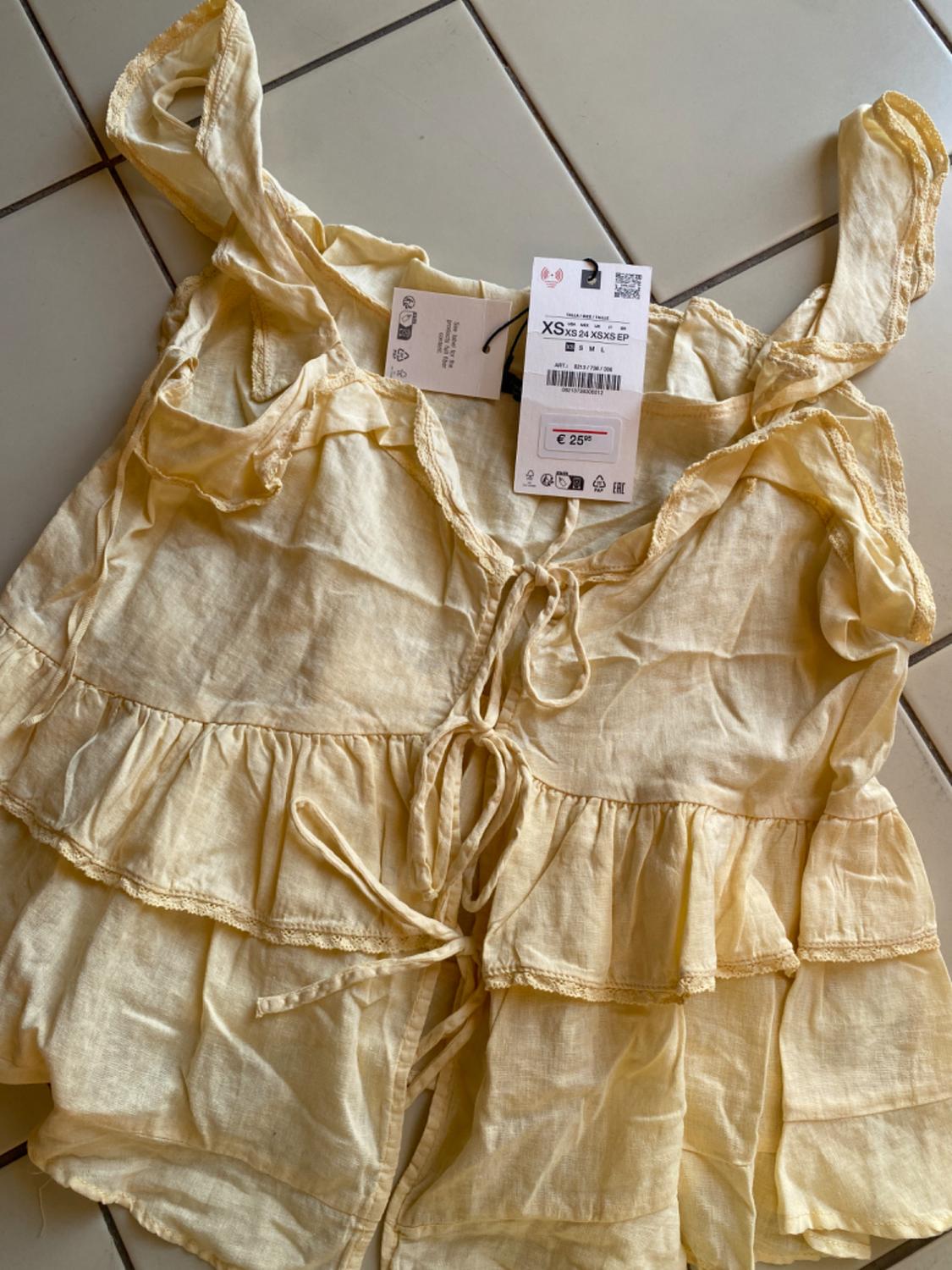 RUFFLED LACE LINEN BLEND TOP - Image 2