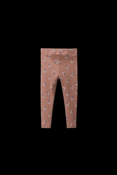 PRINTED RIBBED LEGGINGS - Brown by Zara