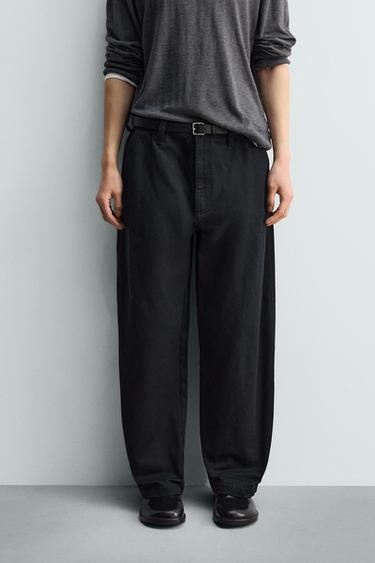 BAGGY WIDE-LEG TROUSERS - Black by Zara