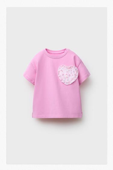 CAMISETA CORAZÓN ESTAMPADO - Rosa de Zara