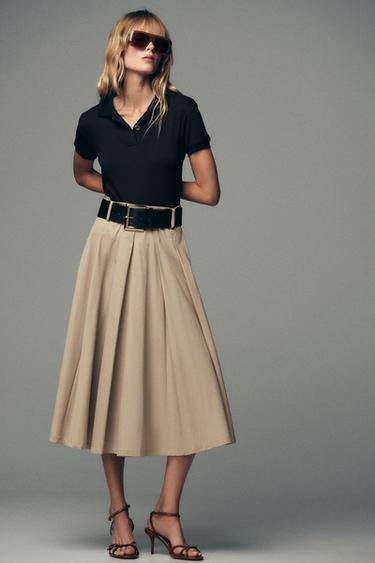Zara COMBINATION BELTED DRESS - Sand / Black - Image 0