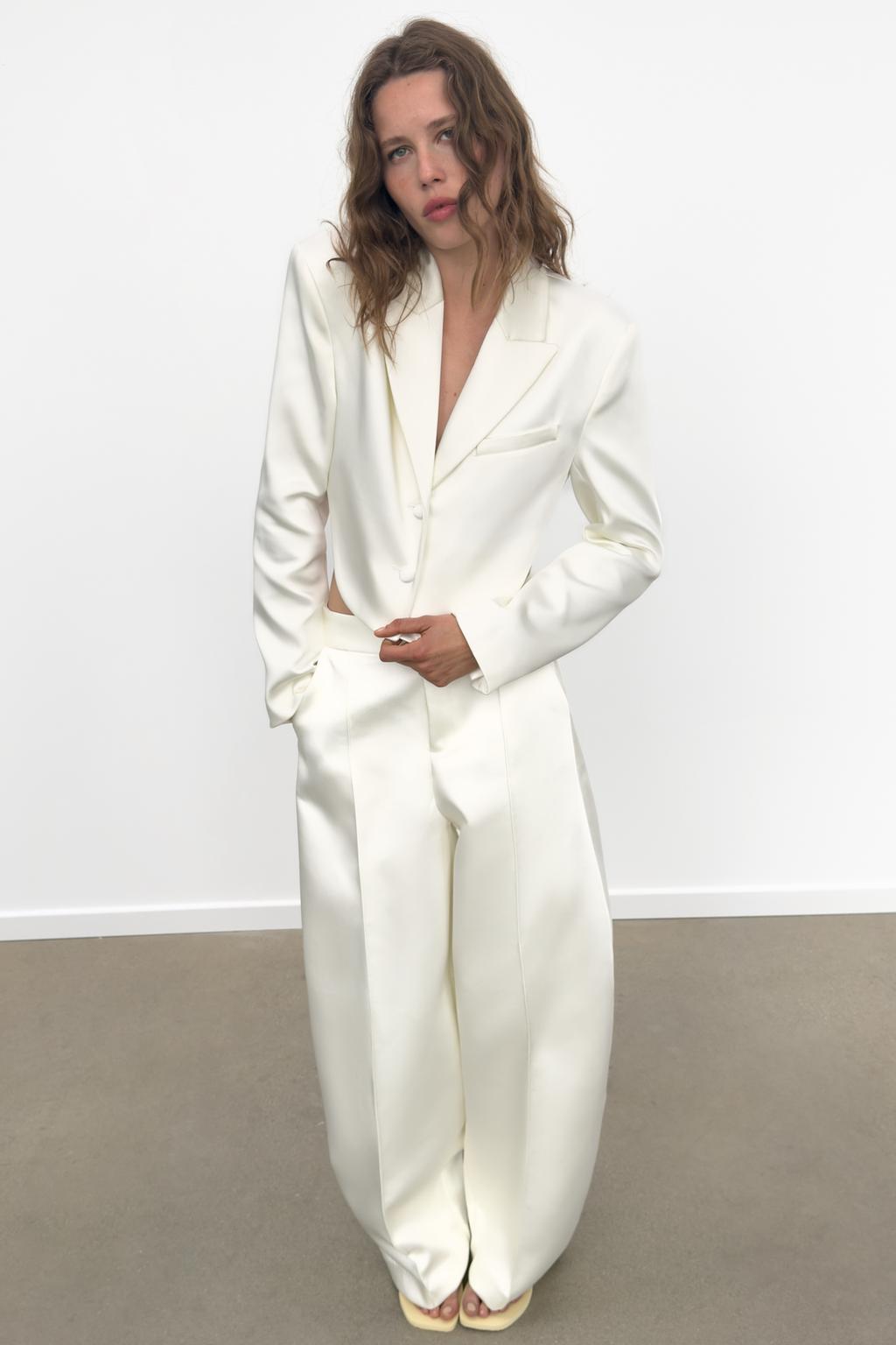 SATIN EFFECT CROP BLAZER WITH BACK VENT - image 2