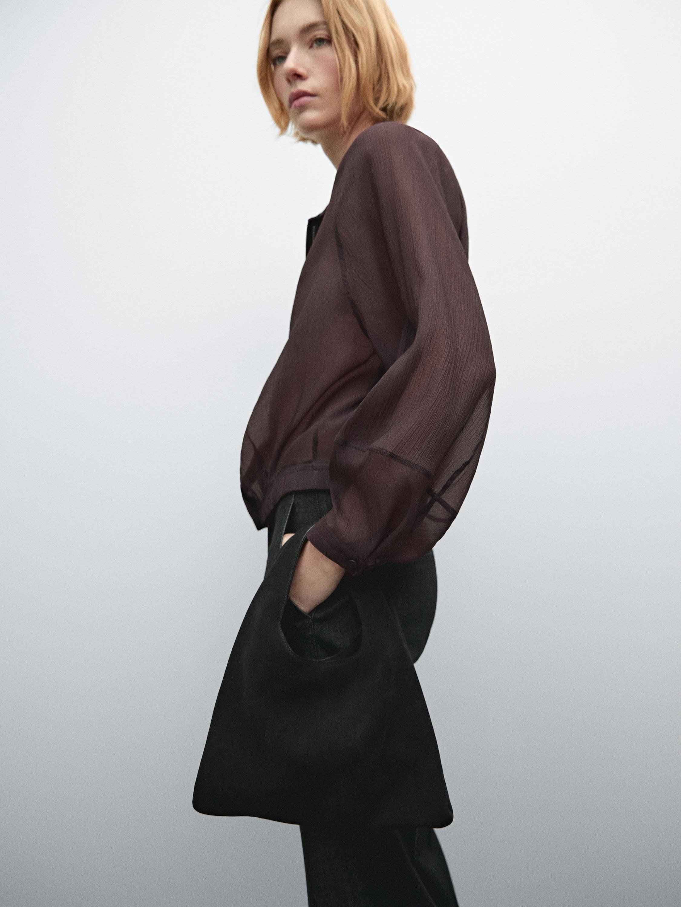 Flowing semi-sheer bomber jacket - Khaki | ZARA United States