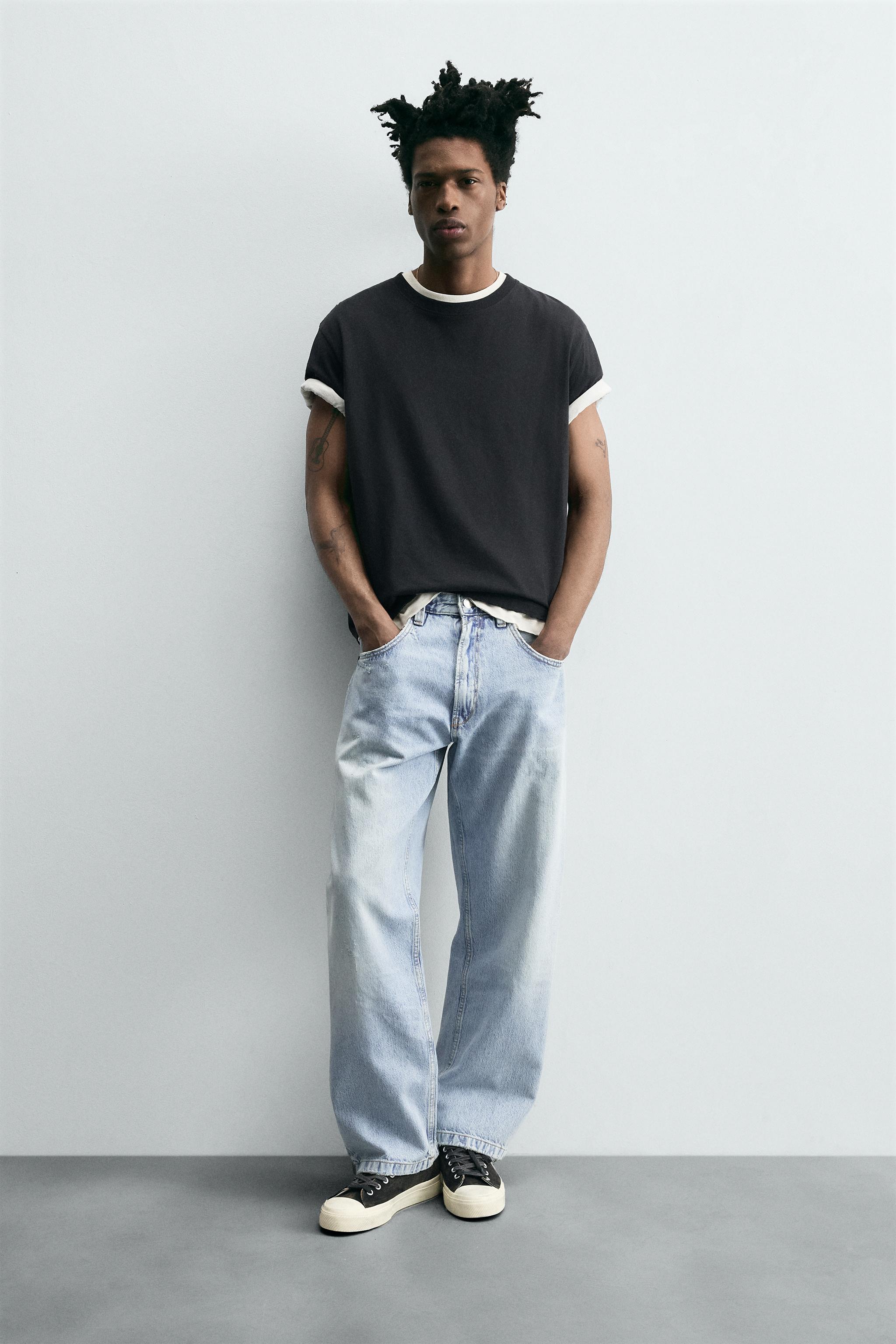 ●中古 ZARA BAGGY FIT バギーデニム ブラックグレー JP34 中古 ZARA BAGGY FIT バギーデニム ブラックグレー JP34
